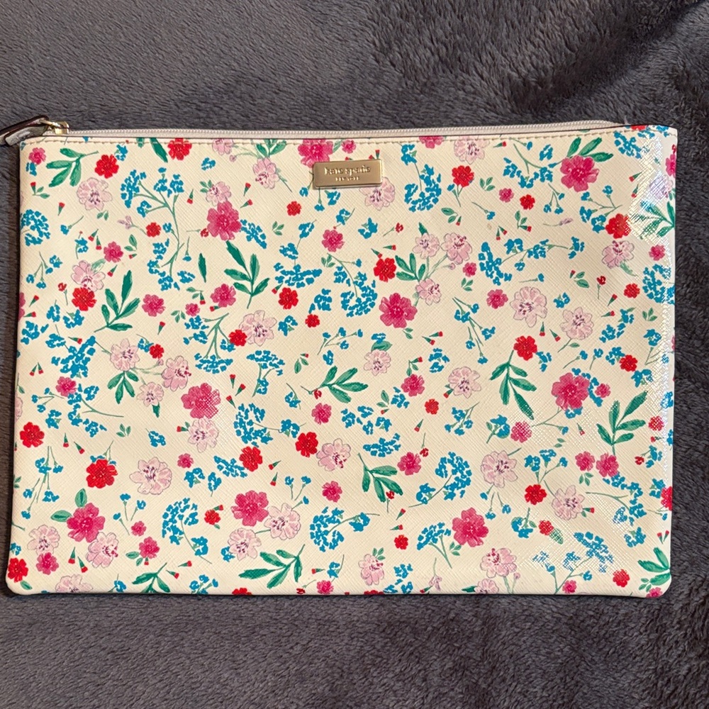Floral Print Clutch with Gold Accents